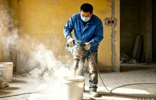 拒绝漫天粉尘！永兰0尘健康瓷砖胶，守护瓦工师傅健康